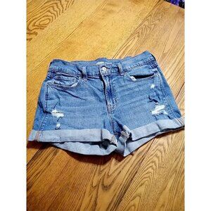 OLD NAVY Jeans Shorts Womens 6 BLUE MID RISE BOYFRIEND Preowned Distressed Rip